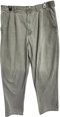 Vintage Brittania Pants Men Size 36 Gray Pleated Cotton Mid Rise Trousers Office